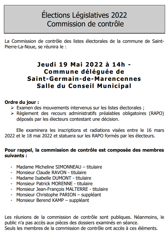 Commission de contrôle Elections législatives