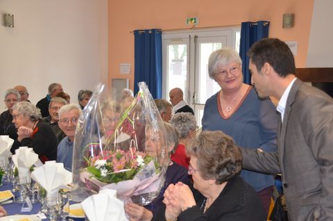 Repas des anciens 2020 la doyenne et les maire