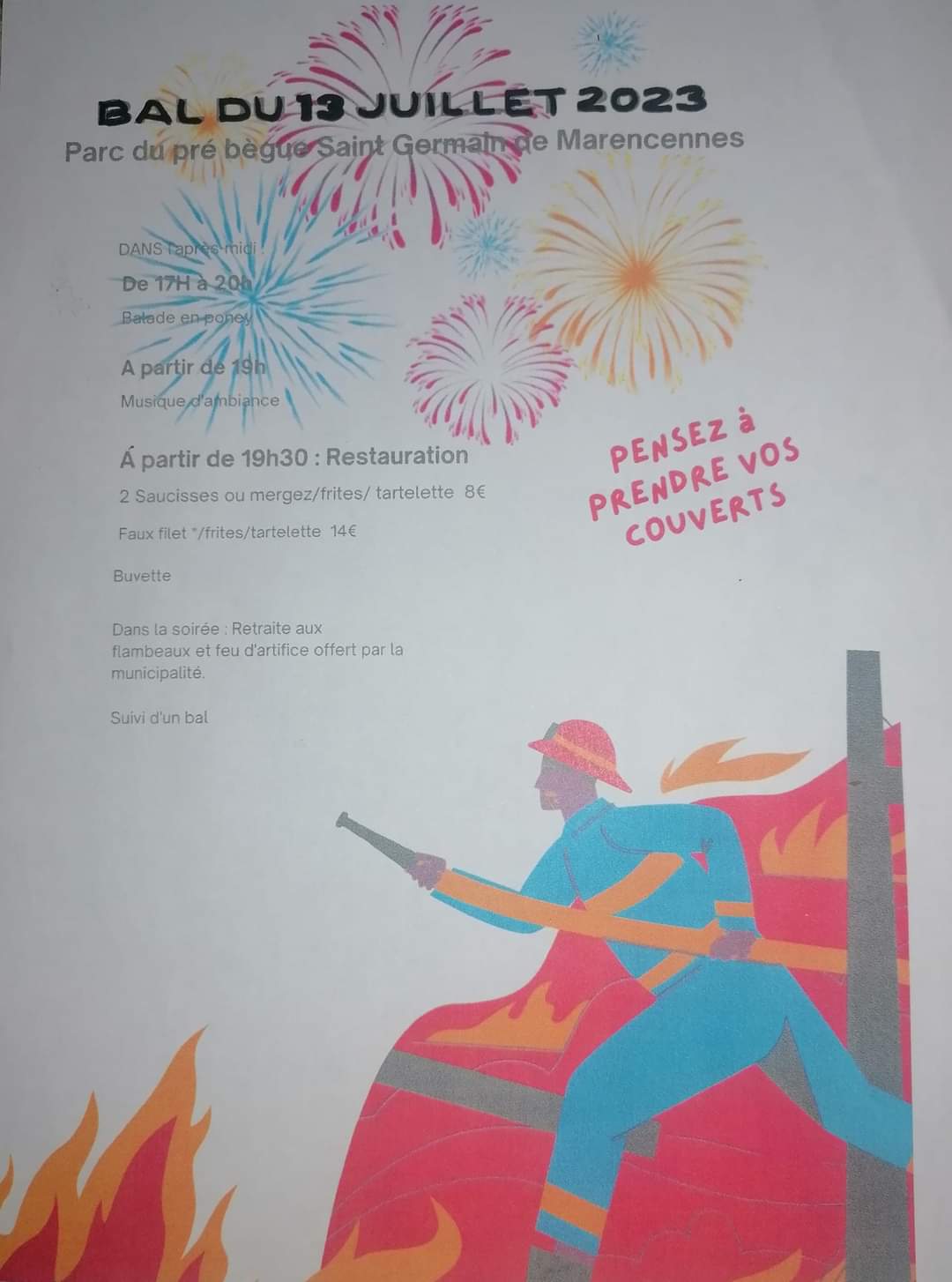 2023 07 13 bal des pompiers Affiche