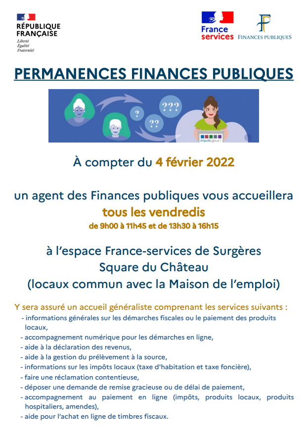 2022 01 20 affiche permanences surgeres Impots