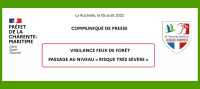 VIGILANCE FEUX DE FORÊT : PASSAGE AU NIVEAU « RISQUE TRÈS SÉVÈRE »