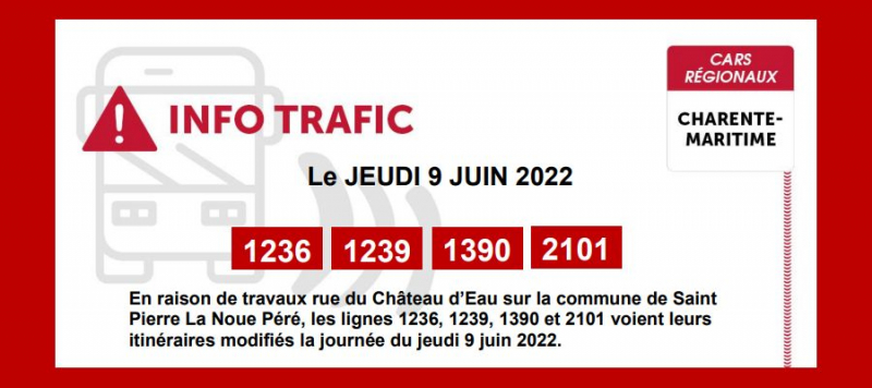 Transports Nouvelle Aquitaine : Modifications le 9 juin 2022
